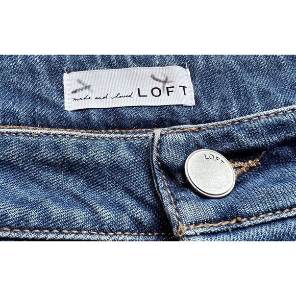 Loft Womens Size 12 Denim Button Down Mini Pencil Skirt Side and Back Po… - Picture 3 of 8